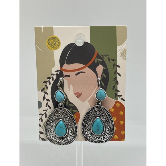 "Sansa Stark" Turquoise Drop Bohemian Earrings - Picture 3 of 3